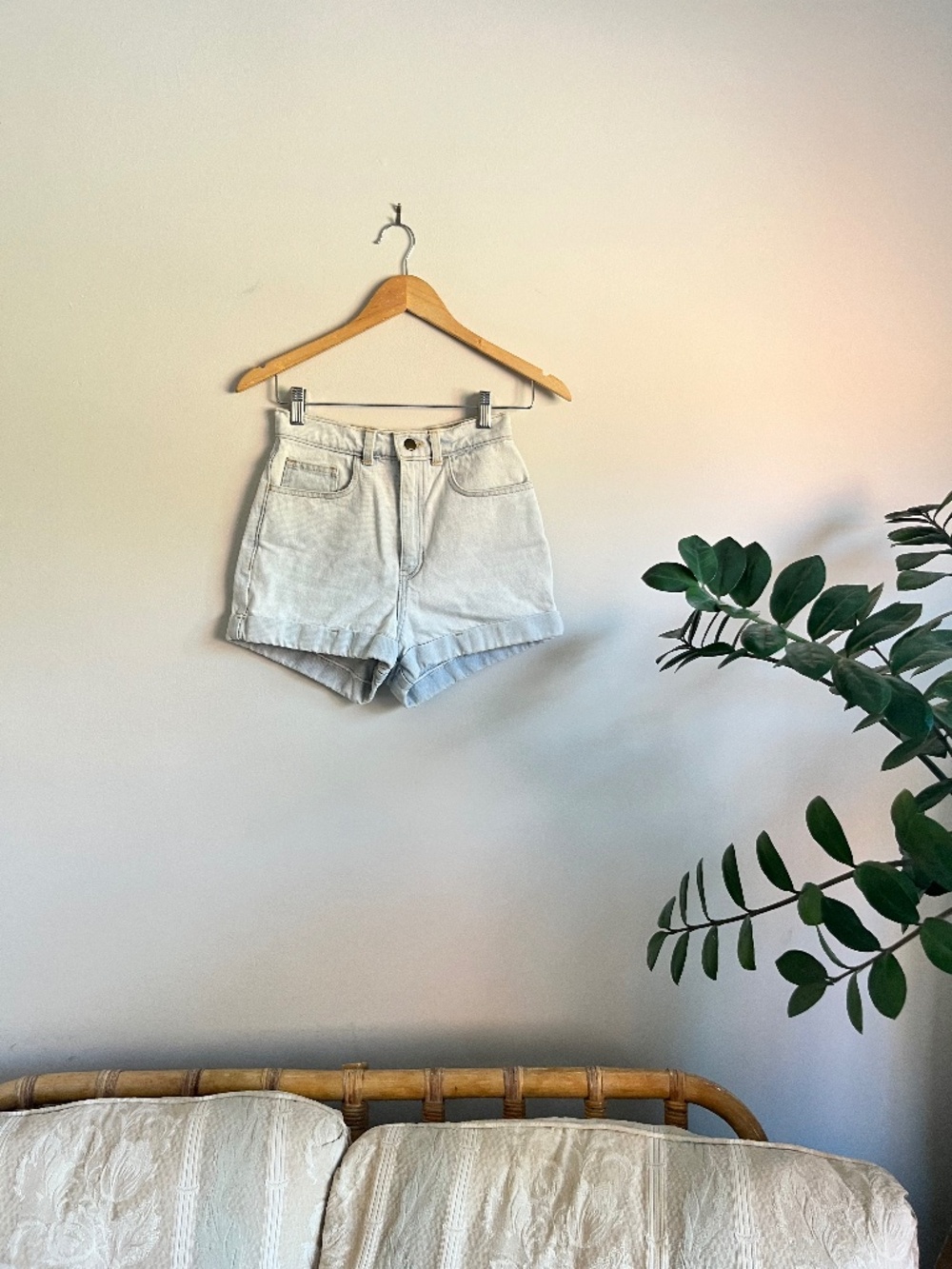 American Apparel High-Waist Denim Shorts - size 26
